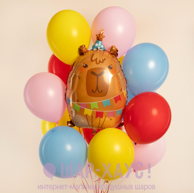 Букет из шаров "Разноцветная капибара" фото