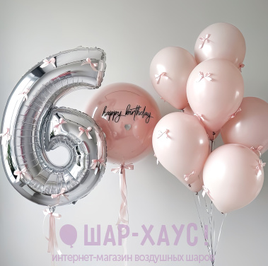 Композиция из шаров "Зеркальце с бантиками"  фото