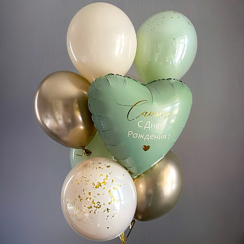 Фонтан из 9 воздушных шаров "Olive"