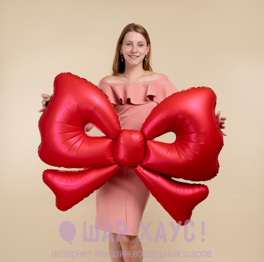 Фольгированная фигура "Бант красный сатин" фото