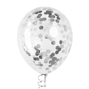 Воздушный шар с конфетти "Серебро металлик большие" 