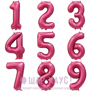 Фольгированные шары цифры "Сатин Гранат Slim" 1 шт (102 см) фото