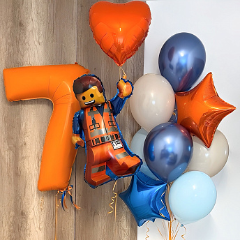 Композиция из шаров "Оранжевый Лего строитель" 