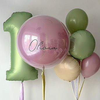 Композиция из шаров "Оливковая лаванда"