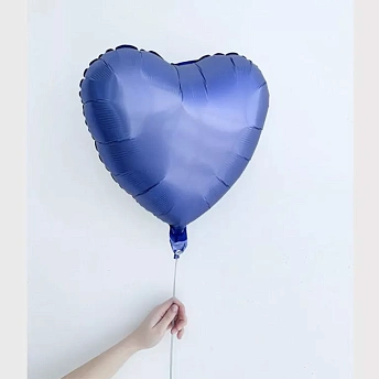 Фольгированное сердце матовое "Синее"