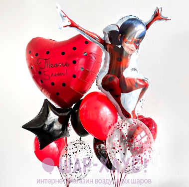 Композиция из шаров "Леди Баг"  фото