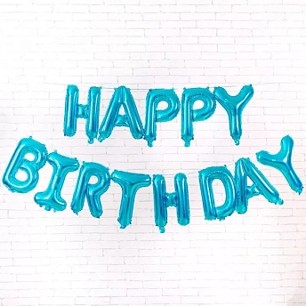 Растяжка из шаров надувная "happy birthday" синяя