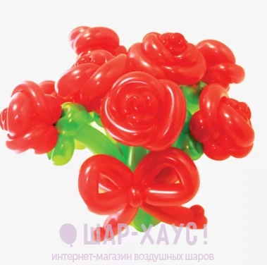 Корзинка с цветами из воздушных шаров "Семь роз" фото