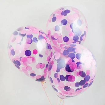 Воздушные шары с конфетти "Розовый и сиреневый"