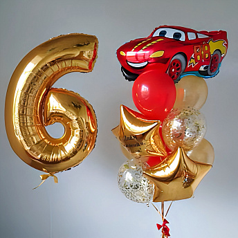 Композиция из шаров "Золотая тачка"