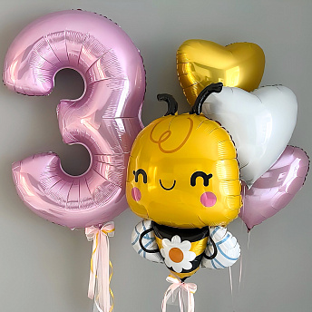 Композиция из шаров "Пчелка с цветком"