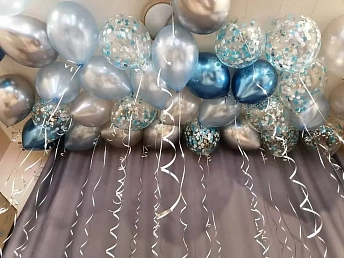 Воздушные шары "Серебро и голубой"