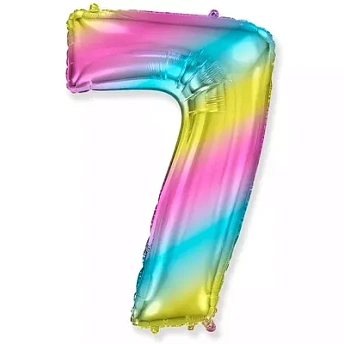 Фольгированная цифра 7 с гелием Радуга разноцветная