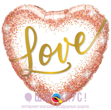 Фольгированный шар с рисунком "Сердце Розовое золото" фото