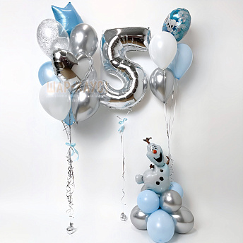 Композиция из шаров "Олаф - фонтан и цифра" 