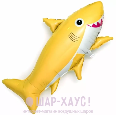 Фольгированная фигура "Желтая веселая акула" фото