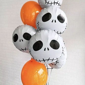 Фонтан из воздушных шаров на Хэллоуин "Череп Джек"