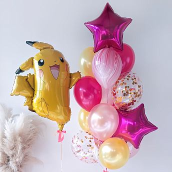 Композиция из шаров "Фуксия Пикачу" 