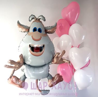 Композиция из шаров "Буба и сердечки"  фото