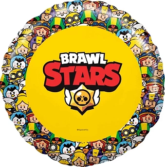 Фольгированный шар с рисунком "Brawl stars" Желтый