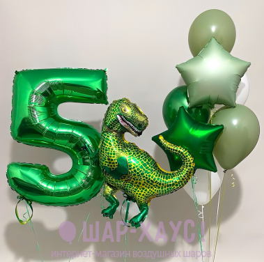 Композиция из шаров "Зеленый динозавр"  фото