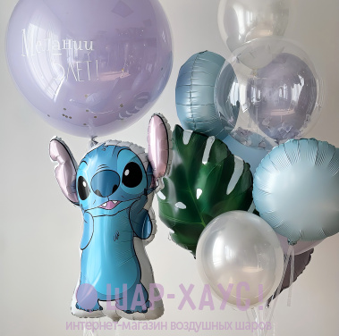 Композиция из шаров "Сиреневый стич"  фото