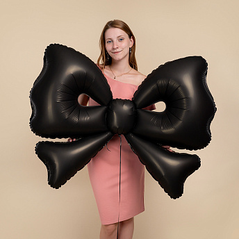 Фольгированная фигура "Бант черный сатин"