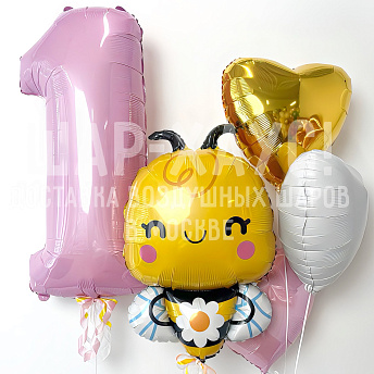 Композиция из шаров "Пчелка с цветком"