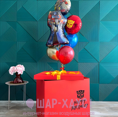 Коробка-сюрприз с шарами "Оптимус прайм" фото