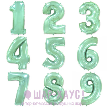 Фольгированные шары цифры "Мятный пастель" 1 шт (102 см) фото