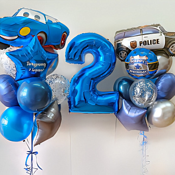 Композиция из шаров "Полиция Тачки" 