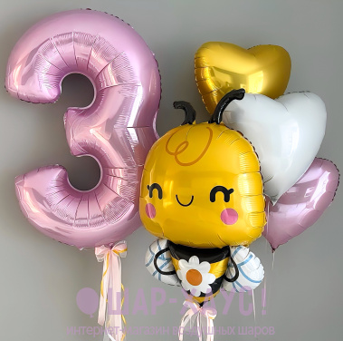 Композиция из шаров "Пчелка с цветком" фото