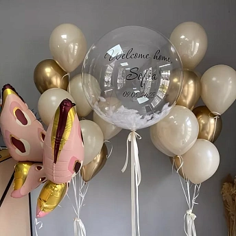 Композиция из шаров "Бабочка с фонтанами и большим шаром"  