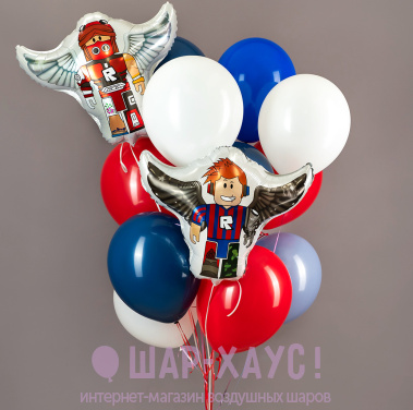 Фонтан из воздушных шаров "Roblox Герои" фото