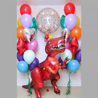 Композиция из шаров "Вечеринка у Тираннозавра"