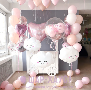 Композиция из шаров "Розовый персик" фото