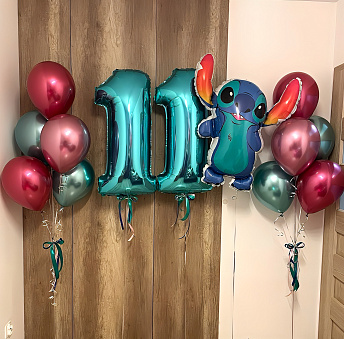 Композиция из шаров "Стич - яркий хром"