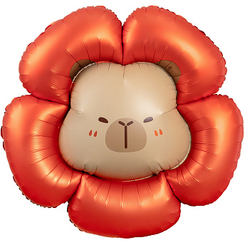 Фольгированная фигура "Капибара Цветочек" 94 см