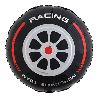 Фольгированный круг "Гоночное колесо, Черный/Красный"