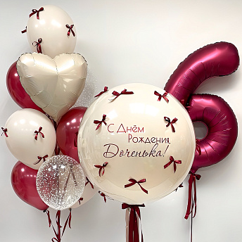 Композиция из шаров "Гранатовые бантики" 