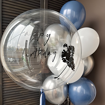 Композиция из шаров "Хоккеист на льду" 