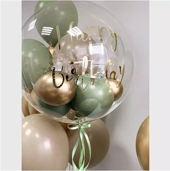 Воздушный шар bubbles с шарами внутри "Olive gold"