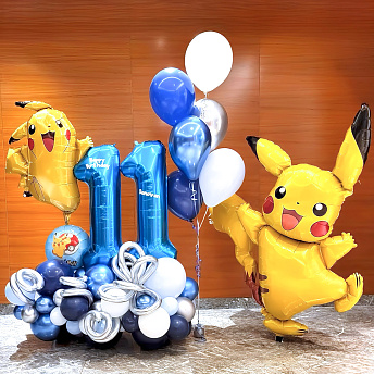 Композиция из шаров "Пикачу - синий праздник" 
