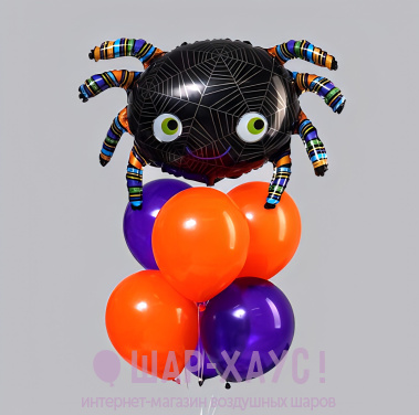 Фонтан из воздушных шаров "Яркий паучок" фото
