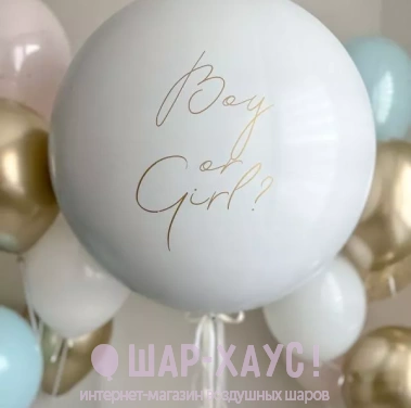 Большой белый шар на определение пола ребенка "Boy or Girl" фото