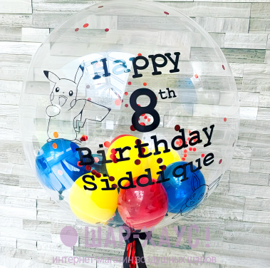 Воздушный шар Бабл с рисунками "Покемон Пикачу" фото