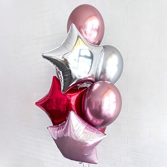 Фонтан из воздушных шаров "Три звезды"