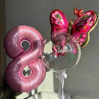 Композиция из шаров "Бабочки на 8 марта"