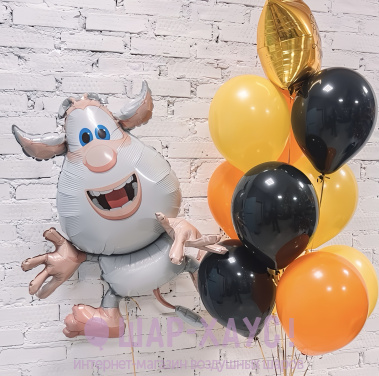 Композиция из шаров "Буба и оранжевый фонтан"  фото