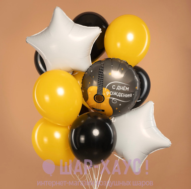 Фонтан из 13 шаров "С ДР, гитарист!" фото